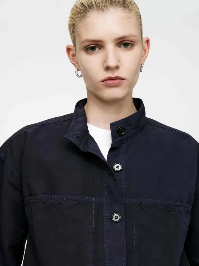 Baumwoll-Leinen-Overshirt