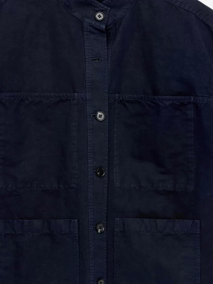 Baumwoll-Leinen-Overshirt