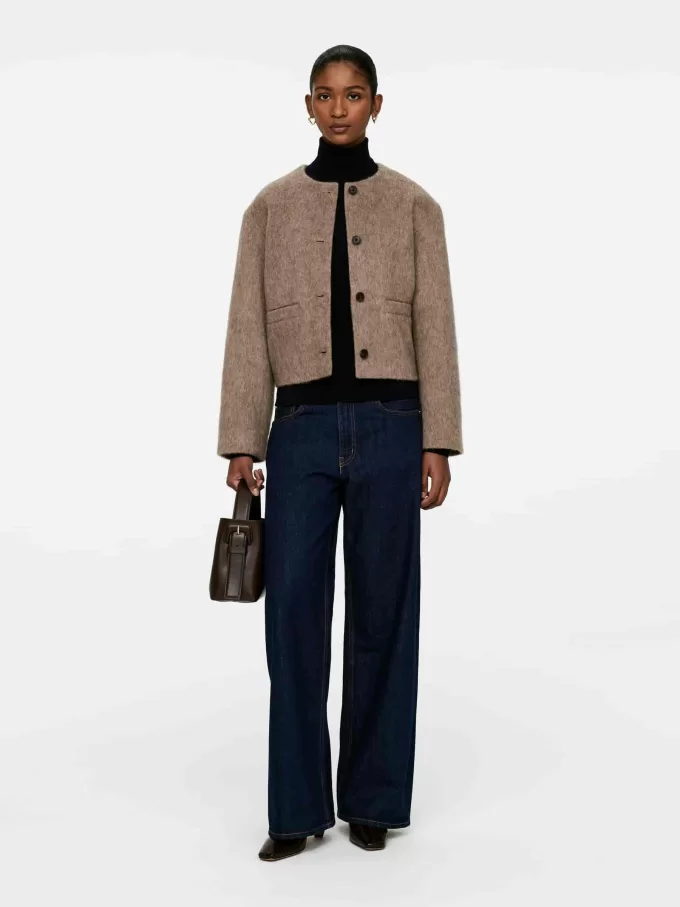 Jacke aus gebürsteter Wollmischung