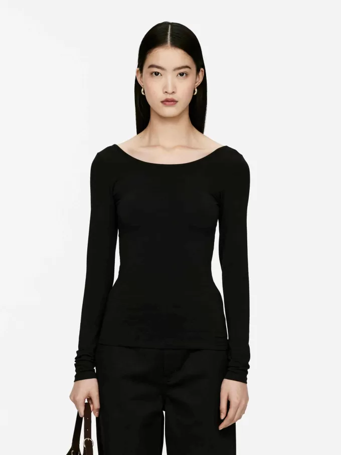 Jersey-Oberteil mit U-Ausschnitt