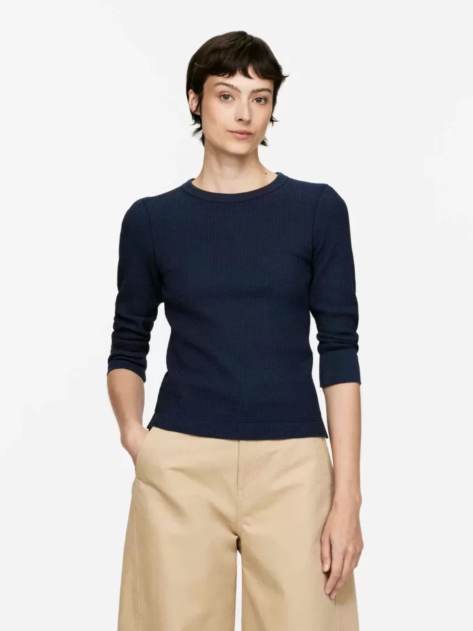 Waffel-Jersey-Oberteil