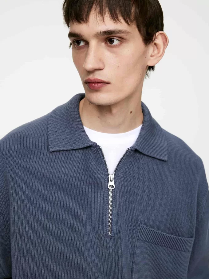 Baumwollpullover mit halbem Reißverschluss