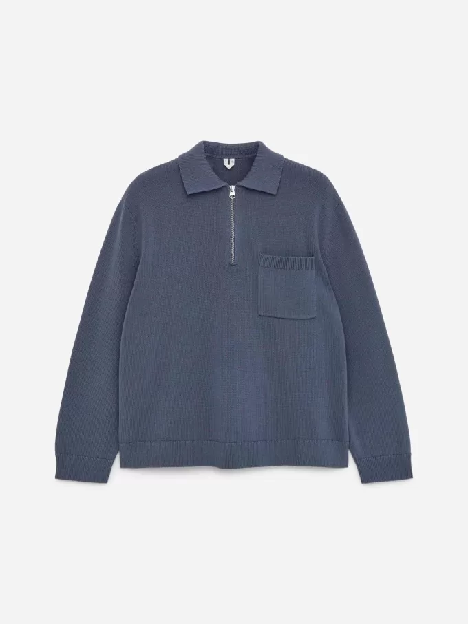 Baumwollpullover mit halbem Reißverschluss