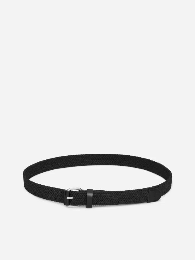 Geflochtener Gürtel mit Lederbesatz