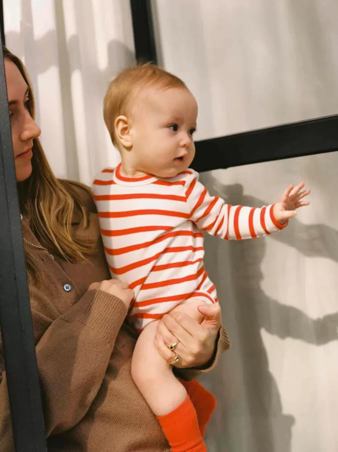 Gerippter Langarm-Body