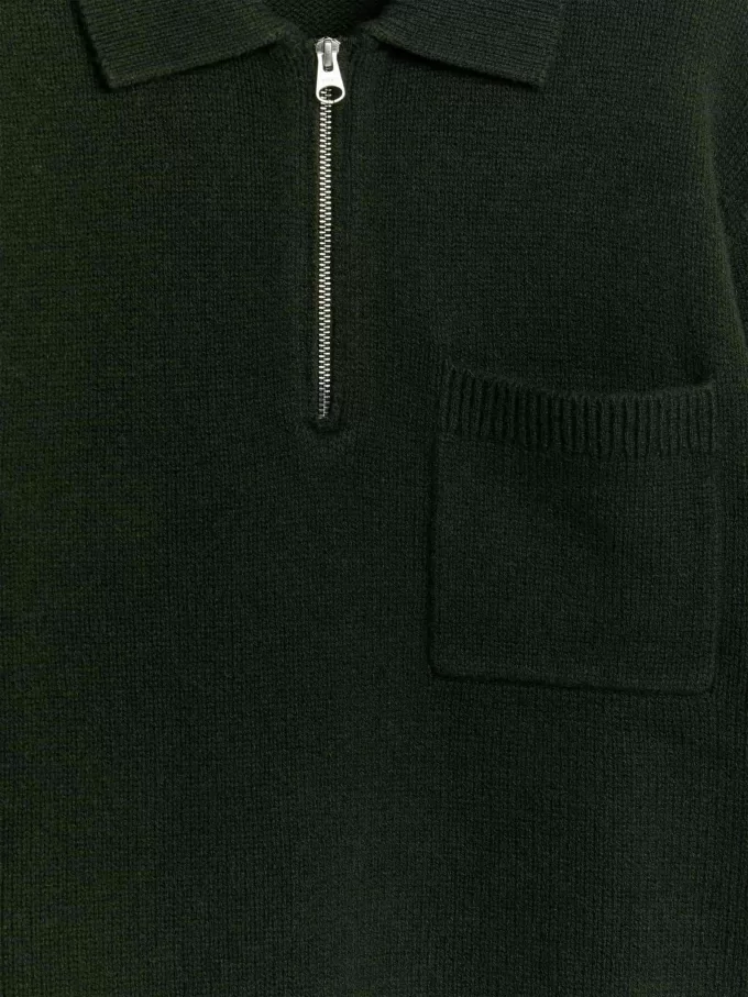 Gestricktes Woll-Poloshirt mit Reißverschluss Gestricktes Woll-Poloshirt mit Reißverschluss