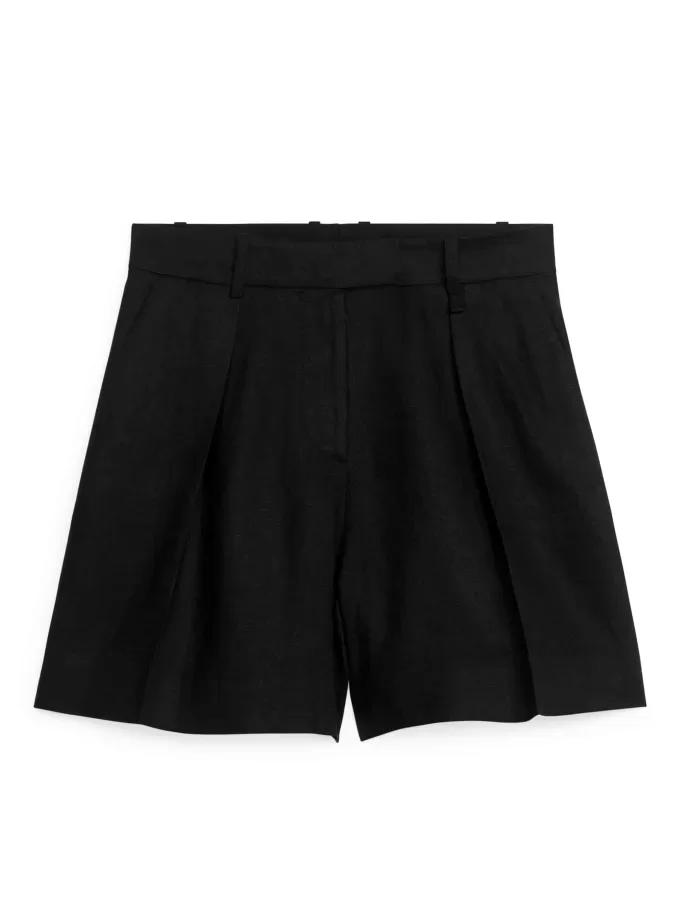 Leinenshorts mit hoher Taille