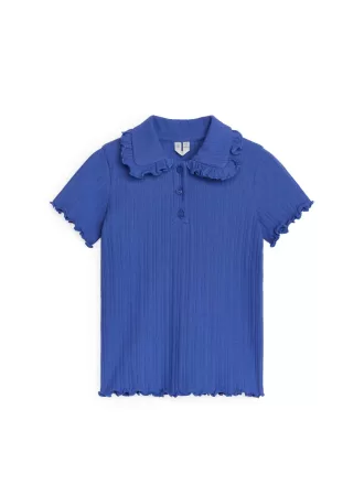 Oberteil aus geripptem Jersey mit Rüschenkragen