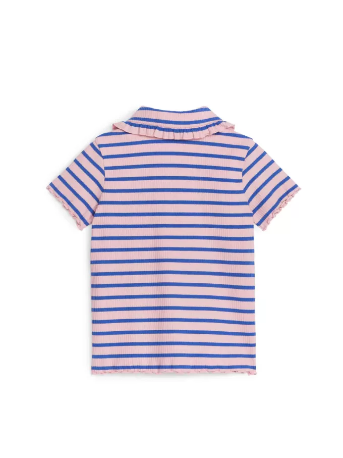 Oberteil aus geripptem Jersey mit Rüschenkragen