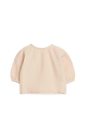 Puffärmelige Bluse aus Baumwollmusselin