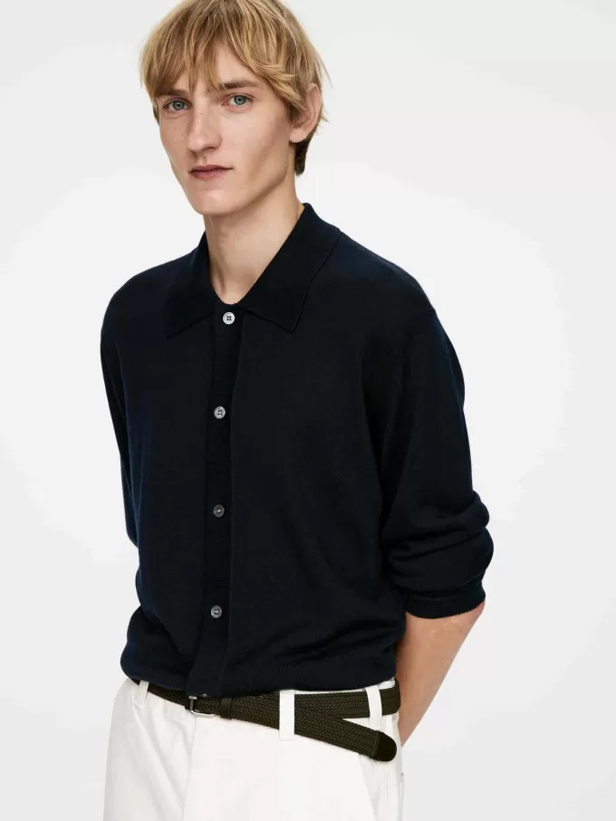 Strickjacke mit Wollkragen Strickjacke mit Wollkragen