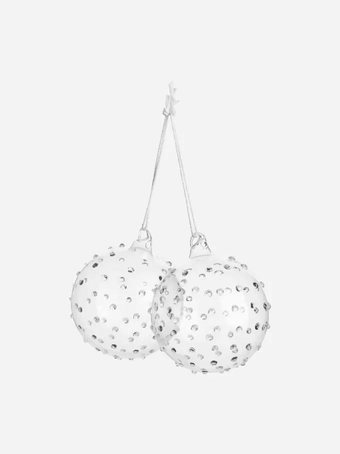 Strukturierte Glaskugeln im 2er-Set