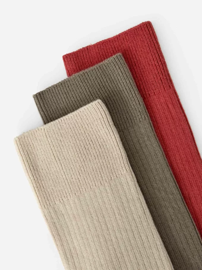 Supima-Baumwollrippsocken-Set mit 3 Paaren Supima-Baumwollrippsocken-Set mit 3 Paaren