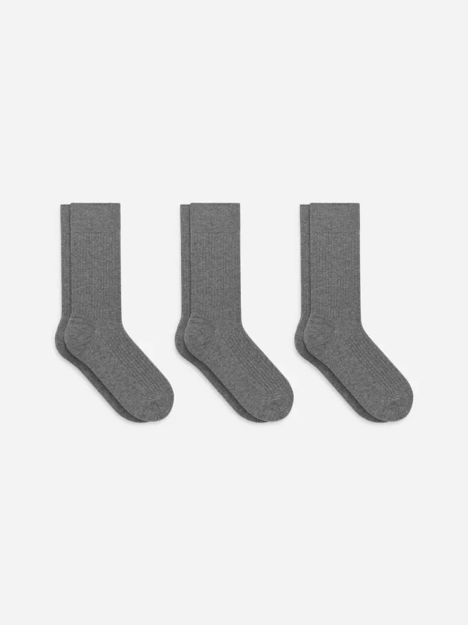 Supima-Baumwollrippsocken-Set mit 3 Paaren Supima-Baumwollrippsocken-Set mit 3 Paaren