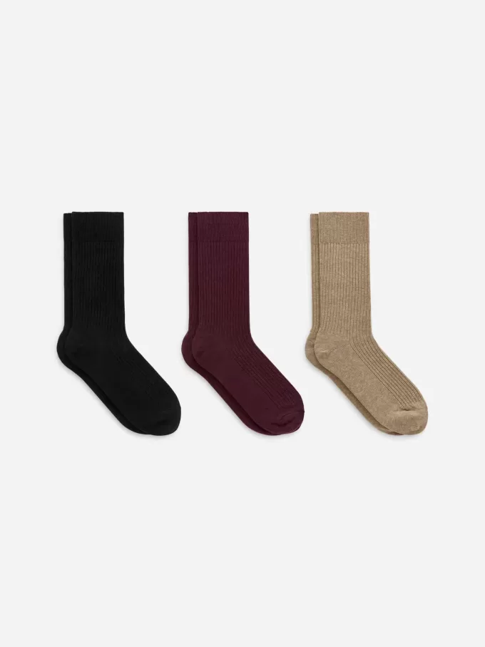 Supima-Baumwollrippsocken-Set mit 3 Paaren Supima-Baumwollrippsocken-Set mit 3 Paaren